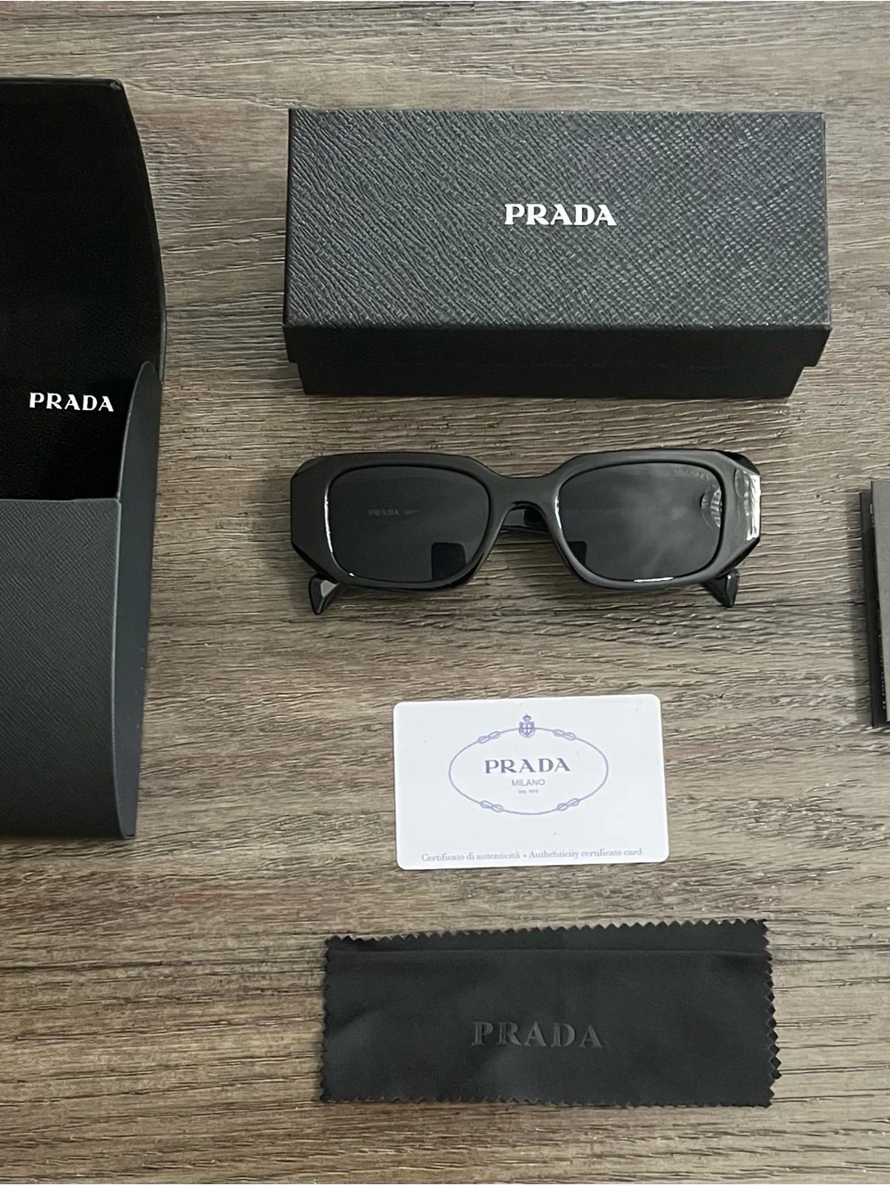 Prada Black Rectangular Men’s Sunglasses with Prada Case